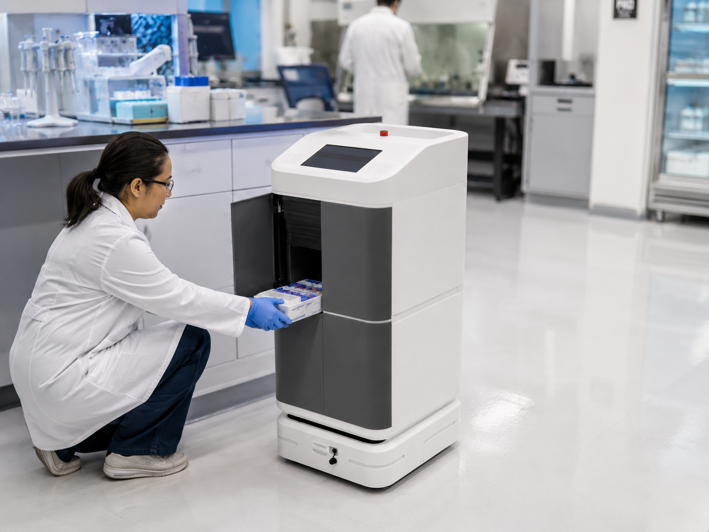 Secure Autonomous Delivery Robots for Laboratories & Pharmacy: Samples, Medicines & Controlled Materials