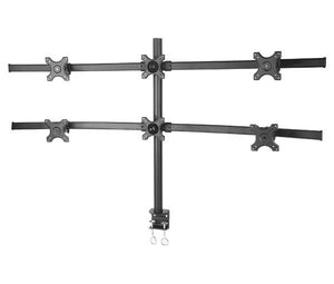 Hex Monitor Stand Desk Mount for 6 Screens, Fully Adjustable, 24 inch Screen, VESA 75x75 and 100x100, 10 KG per Monitor Weight Limit, 5 Years Warranty, 6MS-CT