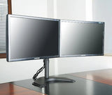 Renewed Dual Monitor Stand, Free Standing Height Adjustable Two Arm Monitor Mount for Two 13 to 28 inch LCD Screens with Swivel and Tilt (RN-EF002)
