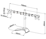 Renewed Dual Monitor Stand, Free Standing Height Adjustable Two Arm Monitor Mount for Two 13 to 28 inch LCD Screens with Swivel and Tilt (RN-EF002)