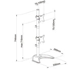 Dual Monitor Desk Stand Free-Standing LCD Mount, Holds in Vertical Position 2 Screens up to 30", 5 Years Warranty (EF002V)