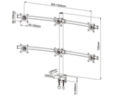 Hex Monitor Stand Desk Mount for 6 Screens, Fully Adjustable, 24 inch Screen, VESA 75x75 and 100x100, 10 KG per Monitor Weight Limit, 5 Years Warranty, 6MS-CT