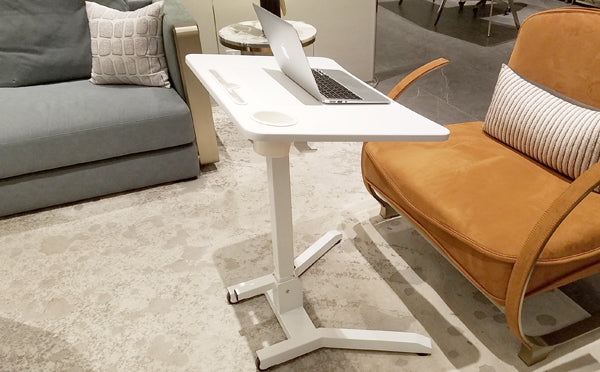 Sit Stand Laptop Table Ergonomic & Adjustable Height Desk Foldable & Portable Laptop Stand Mobile Standing Desk, White (LPT04)