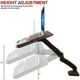 Full Motion Articulation Gas Spring Laptop Desk Stand Arm - Height Adjustable Notebook Riser, Silver/Black (NAGS)