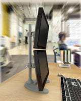 Dual Monitor Desk Stand Free-Standing LCD Mount, Holds in Vertical Position 2 Screens up to 27-inch, 5 Years Warranty, Silver (2MSFVS)