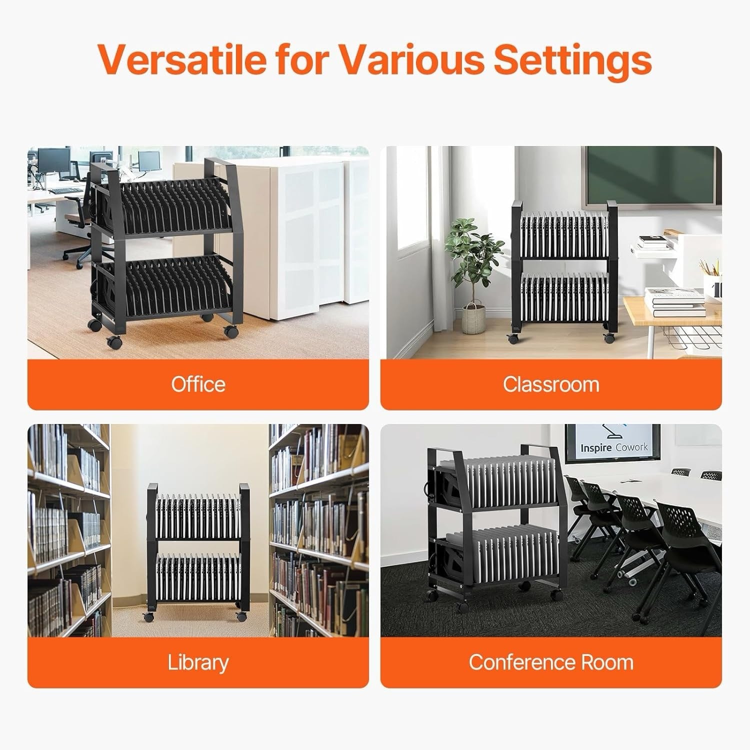 32 Slot Open Laptop Charging Rack & Trolley (For Laptops & Tablets up to 15.6") – OLAB3