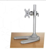 Single LCD Monitor Desk Stand Adjustable Tilt Free-Standing Mount fits 1 Screen up to 27", 5 Years Warranty, Silver (LMSFS)