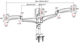 Gas Spring Triple Monitor Desk Mount Arm/Stand, Fully Adjustable Arms, Fits up to 27" Screens, 5 Years Warranty, Black (3MSG)