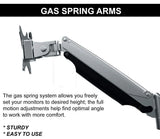 Triple Monitor Stand, Fits 13 to 32 Inchs Screens, Clamp Grommet, Height Adjustable Aluminum Gas Spring Three Monitor Arm Desk Stand, Full Motion, Silver, 5 Years Warranty (3MSGS)