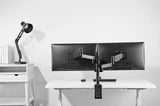 Dual Height Adjustable Monitor Stand, Desk Mount for Two LCD Computer Flat Screens, VESA 75 and 100 Fits 22, 23, 24, 27 Inch, Gas Spring, Full Motion, 5 Years Warranty, 2MS-GB