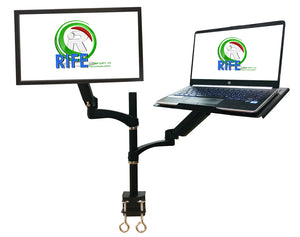 Dual Arm Monitor & Laptop Mount - Heitgh and Angle Adjustment, 18" Pole, 5 Years Warranty (NA-G DC)
