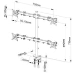 Four CLAMP Monitor Arm 4MS-CTB, 5 Years Warranty