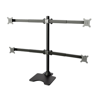 Four Monitor Stand Tabletop Freestanding, Supports 30" to 38" Ultrawide Monitor Screens, 75x75mm, 100x100mm VESA Supports, Heavy-Duty Base & Broad Arms, Black (4MS38-A)