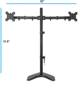 Fully Adjustable Extra Tall Dual LCD Monitor Desk Mount, Fits 2 Screen up to 27 inch, Weight up to 10 kg per arm, 5 Years Warranty, Black (EF2L)