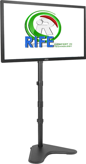 Free-Standing Extra Tall Single LCD Computer Monitor Adjustable Desk Stand for 1 Screen up to 27 inch, Supports Weight up to 10 kgs, 5 Years Warranty, Black (EF001L)