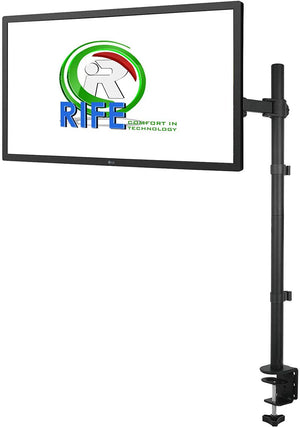 Fully Adjustable Extra Tall Single LCD Monitor Desk Mount, Fits 1 Screen up to 27 inch, Weight up to 10 kg, 5 Years Warranty Black (EC1L)