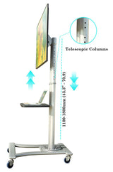 TV Floor Stand on Wheels I Universal Mobile TV Stand with AV Tray! Rolling TV Cart for Screens 32 to 70 Inches (VCTS12)