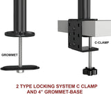 Fully Adjustable Extra Tall Single LCD Monitor Desk Mount, Fits 1 Screen up to 27 inch, Weight up to 10 kg, 5 Years Warranty Black (EC1L)