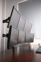 Hex LCD Monitor Desk Mount Stand Heavy Duty & Fully Adjustable 6 Screens Upto 27" Articulating Arms,C-Clamp, 5 Years Warranty, 6MS-CTW