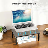 Monitor Stand Riser, 3 Height Adjustable Monitor Stand with Non-Skid Rubber for Laptop, Computer, PC, Printer, Desktop Metal Monitor Riser Stand with Mesh Platform for Airflow, 5 Years Warranty - Black (RM08)