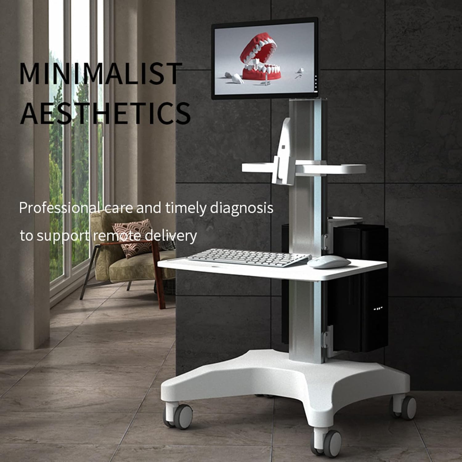 Medical Trolley With Monitor Mount And Oral Scanner Holder, Dental Clinic Cart Designed :RIFE