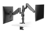 Dual Height Adjustable Monitor Stand, Desk Mount for Two LCD Computer Flat Screens, VESA 75 and 100 Fits 22, 23, 24, 27 Inch, Gas Spring, Full Motion, 5 Years Warranty, 2MS-GB