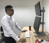 Dual Monitor Desk Stand Free-Standing LCD Mount, Holds in Vertical Position 2 Screens up to 27-inch, 5 Years Warranty, Silver (2MSFVS)