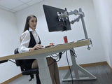 Dual LCD LED Monitor Desk Mount Stand -Fully Adjustable Arm fits 2 Screens up to 27", 5 Years Warranty, Silver (RC2ES)