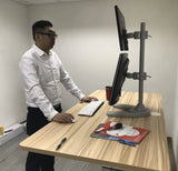 Dual Monitor Desk Stand Free-Standing LCD Mount, Holds in Vertical Position 2 Screens up to 27-inch, 5 Years Warranty, Silver (2MSFVS)