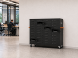 RIFE LS-Lab40 Laptop Charging Cabinet — 40 Individual Locking Compartments | Charge & Secure Up to 40 Laptops/Tablets (14") | White or Black | Key or Number Lock