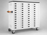 RIFE LS-Lab40 Laptop Charging Cabinet — 40 Individual Locking Compartments | Charge & Secure Up to 40 Laptops/Tablets (14") | White or Black | Key or Number Lock