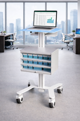HSL-2 Height Adjustable Laptop Cart - Portable Nursing Station