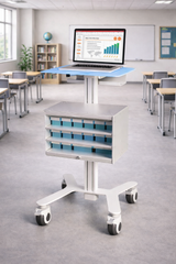 HSL-2 Height Adjustable Laptop Cart - Portable Nursing Station
