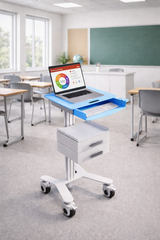HSL-7 Premium Point-of-Care Laptop Cart - Telescopic Aluminum Workstation