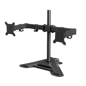 Dual Monitor Stand, Free Standing Height Adjustable Two Arm Monitor Mount for Two 13 to 27 inch LCD Screens with Swivel and Tilt, 5 Years Warranty - (EF002BR)