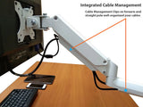 Single Monitor Desk Mount, Fits 19 to 32 Inch VESA Compatible Computer Screen Adjustable Gas Spring Monitor Arm with C Clamp Base, White, Model No (LMSPMSW)