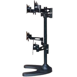Quad Monitor Stand Freestanding, Adjustable/Tilt/Swivel/Rotate, Supports Monitors up to 27”, Adjustable VESA 75x75mm, 100x100mm Four Monitor Stand for 4 Screen Setup, Black (4MSFP)