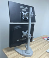 Dual Monitor Desk Stand Free-Standing LCD Mount, Holds in Vertical Position 2 Screens up to 27-inch, 5 Years Warranty, Silver (2MSFVS)