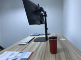 Renewed Freestanding Pneumatic Vertical Lift Dual Monitor Stand - Adjustable Monitor Mount, Fits 2 Screens up to 27 Inch, Holds up to 6 kgs per Arm, (RN-EFBGD)