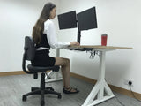 Freestanding Pneumatic Vertical Lift Dual Monitor Stand - Adjustable Monitor Mount, Fits 2 Screens up to 27 Inch, Holds up to 6 kgs per Arm, 5 Years Warranty, (EFBGD)