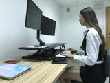 Rife Electric Height Adjustable X-Lift Sit-Stand Desk Converter with Dual Monitor Mount, Fits Two 17 to 27 Inch Computer Monitors, Black Model No (RTE-2MC)