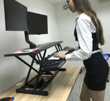 Rife Electric Height Adjustable X-Lift Sit-Stand Desk Converter with Dual Monitor Mount, Fits Two 17 to 27 Inch Computer Monitors, Black Model No (RTE-2MC)
