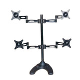 Quad Monitor Stand Freestanding, Adjustable/Tilt/Swivel/Rotate, Supports Monitors up to 27”, Adjustable VESA 75x75mm, 100x100mm Four Monitor Stand for 4 Screen Setup, Black (4MSFP)
