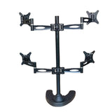 Quad Monitor Stand Freestanding, Adjustable/Tilt/Swivel/Rotate, Supports Monitors up to 27”, Adjustable VESA 75x75mm, 100x100mm Four Monitor Stand for 4 Screen Setup, Black (4MSFP)