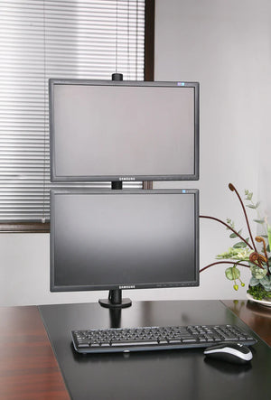 VESA Full Motion Dual Vertical Arm Desk Monitor Mount Stand with Fully Adjustable Arms Fits 2 Screens up to 27", 5 Years Warranty (Black) (2MSCTV)