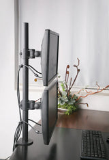 VESA Full Motion Dual Vertical Arm Desk Monitor Mount Stand with Fully Adjustable Arms Fits 2 Screens up to 27", 5 Years Warranty (Black) (2MSCTV)