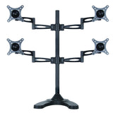 Quad Monitor Stand Freestanding, Adjustable/Tilt/Swivel/Rotate, Supports Monitors up to 27”, Adjustable VESA 75x75mm, 100x100mm Four Monitor Stand for 4 Screen Setup, Black (4MSFP)