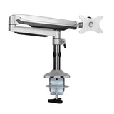 Monitor Arm Single LCD Monitor Desk Mount Stand with Gas Spring Fully Adjustable Fits 20 21 23 24 27 30 32 Screens Height Adjustable Tilt Swivel Rotate, Clamp and Grommet Base, 5 Years Warranty (MODEL LMS-GP)