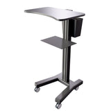 Sit Stand Mobile Laptop Cart with Height Adjustments, Optional CPU Holder, Printer Shelf & Basket, Black (LPC04B)