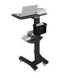 Sit Stand Mobile Laptop Cart with Height Adjustments, Optional CPU Holder, Printer Shelf & Basket, Black (LPC04B)